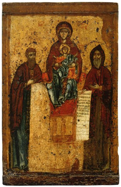 икона Богородица с Антонием и Феодосием Печерскими