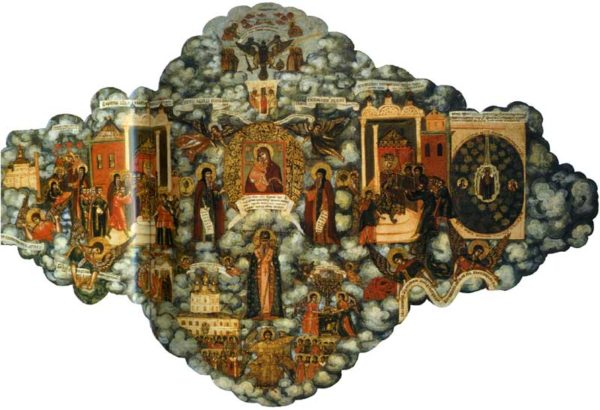 икона Богоматерь Донская с Антонием и Феодосием Печерскими