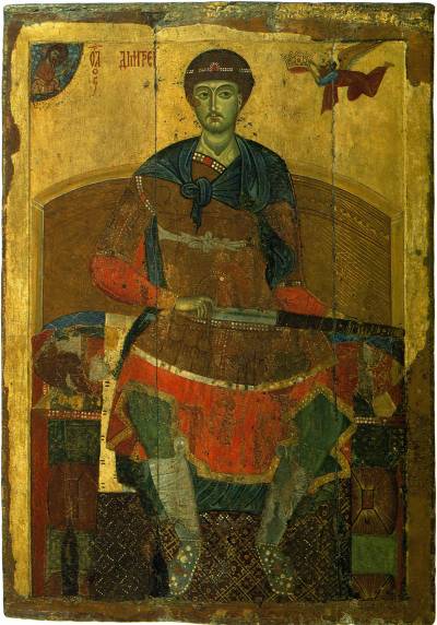 икона Дмитрий Солунский на троне