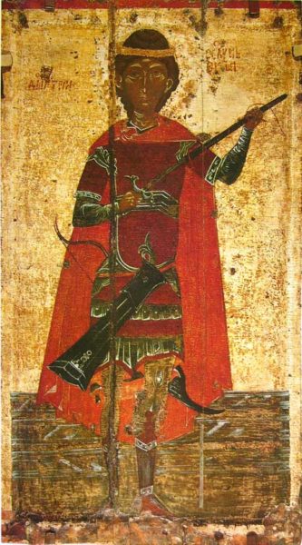 икона Дмитрий Солунский Псков 15 век.