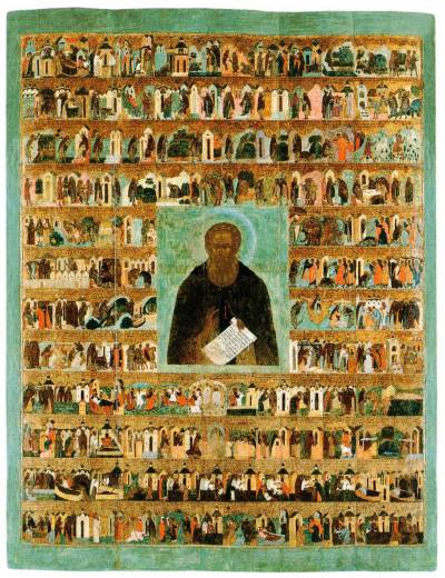 икона Александра Свирского с житием и чудесами