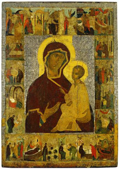 Тихвинская Богородица с житием Иоакима и Анны