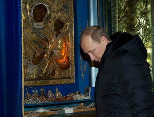 Путин у Тихвинской иконы