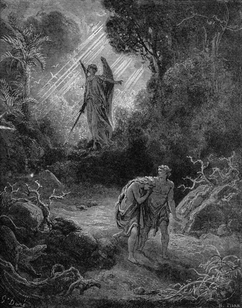 Гюстав Доре — Изгнание Адама и Евы из рая.