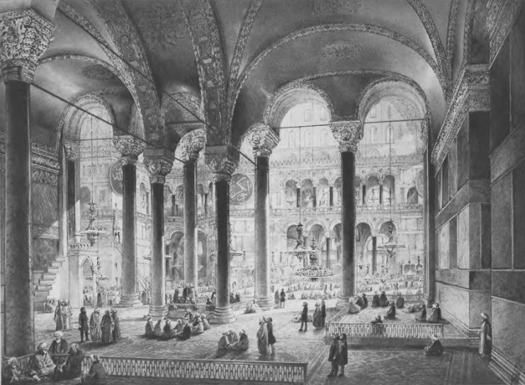 Центральный вид северного нефа в 1852 году. С картины Гаспаре Фоссати