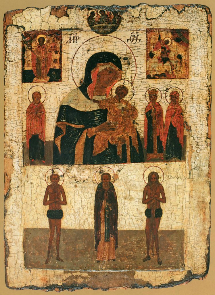 Коневская икона Богоматери, с избранными святыми