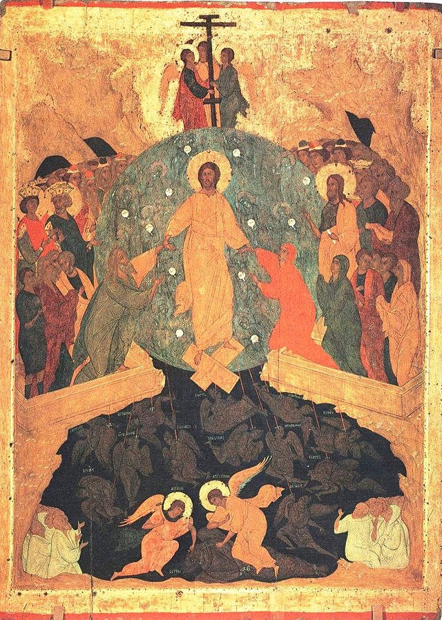 икона Дионисия «Сошествие во ад» из иконостаса Рождественского собора Кирилло-Белозерского монастыря (1502-1503, Русский музей, Санкт-Петербург)